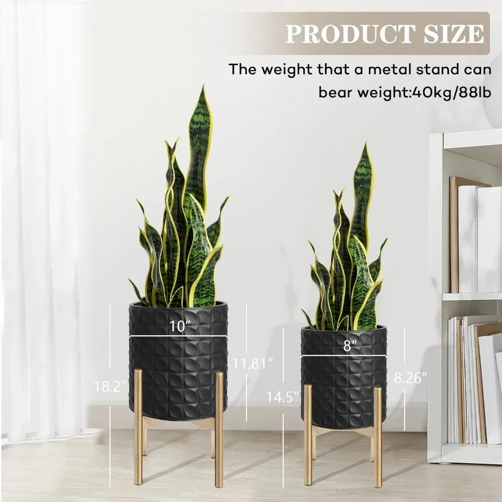 Modern Decorative Metal Textured Accents Planters (Set of 2)