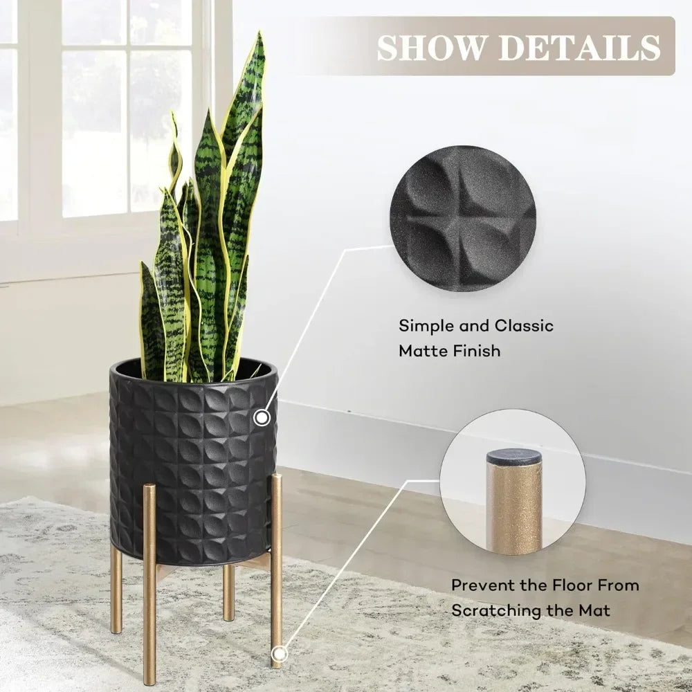 Modern Decorative Metal Textured Accents Planters (Set of 2)