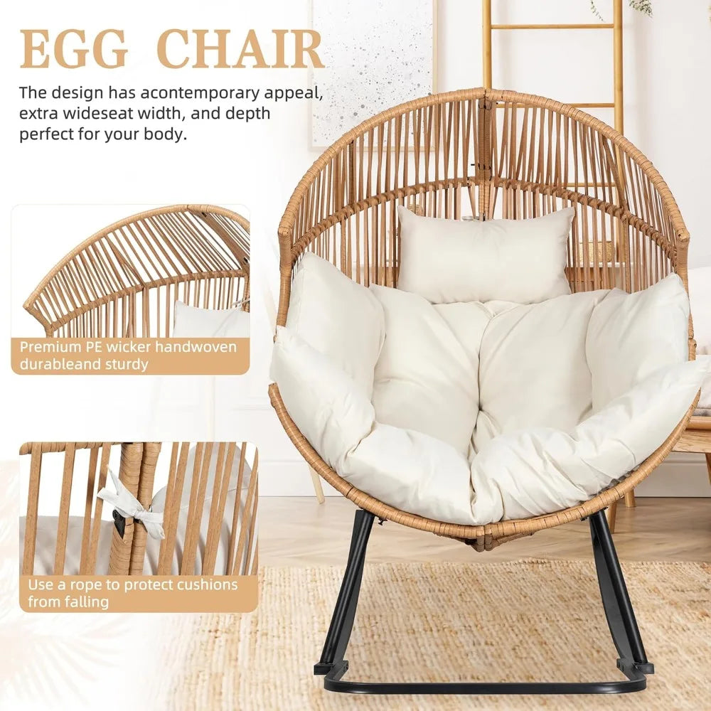 Wicker Egg Rattan Rocking Chair with Cushion