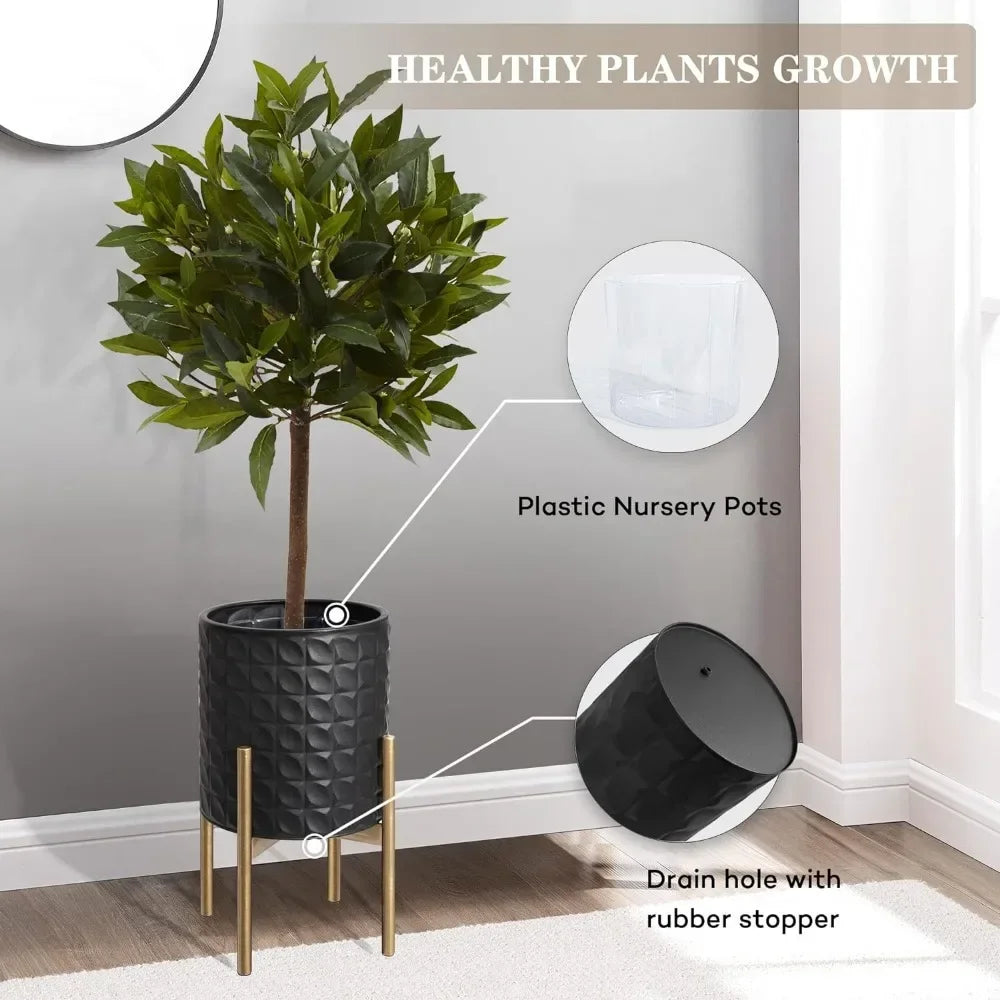 Modern Decorative Metal Textured Accents Planters (Set of 2)