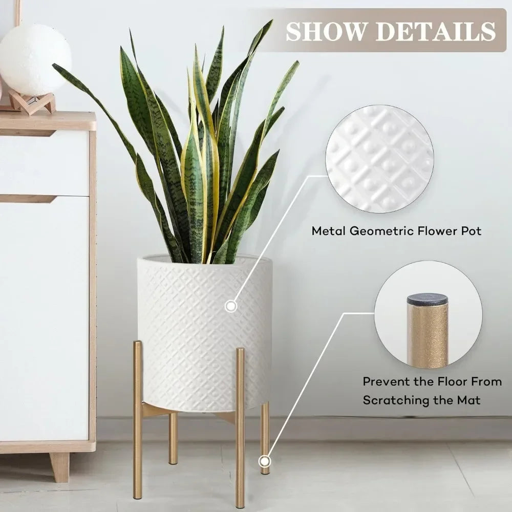 Gold Metal Geometric Accents Planters (Set of 2)