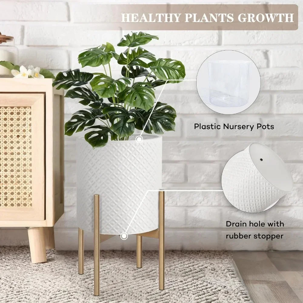 Gold Metal Geometric Accents Planters (Set of 2)