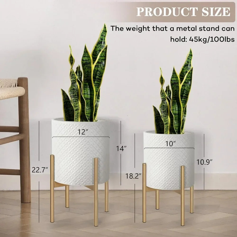 Gold Metal Geometric Accents Planters (Set of 2)