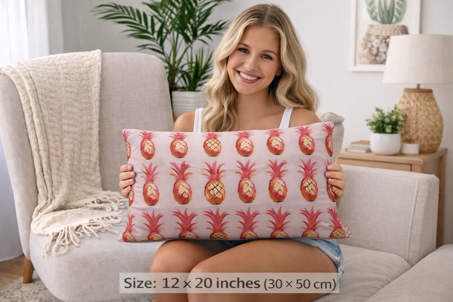 Blush Caribbean lumbar pillow island inspired decor