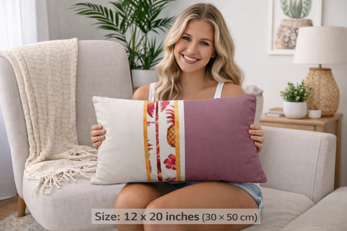 Tropical Palm Tree Grommet Curtains & Pillow Set – Tropical Window Statement Bundle