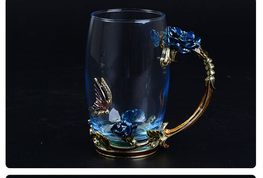 Elegant Blue Rose Floral Mug