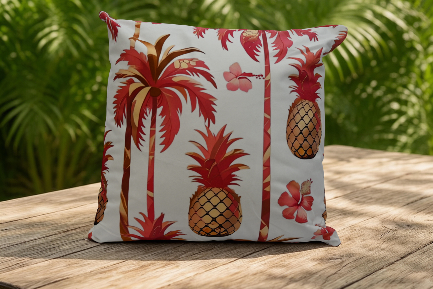 Palm tree hibiscus throw pillow coastal boho decor