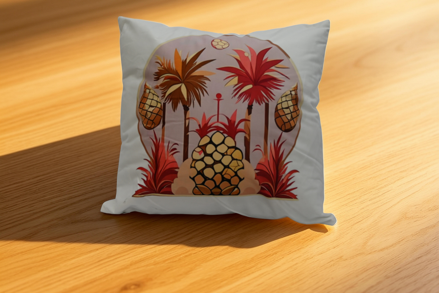 🍍Golden Pineapple Grove Square Throw Pillow | Island-Inspired Coastal Accent Cushion🌴