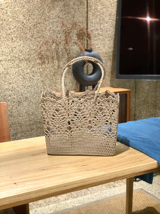 Handmade Boho Square Crochet Beach Tote Bag