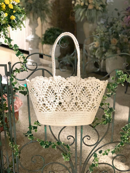 Handmade Woven Boho Round Crochet Beach Tote Bag