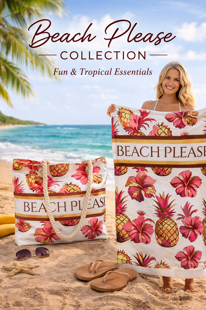 Beach Please Vacation Essentials – Tropical Towel + Tote Bundle
