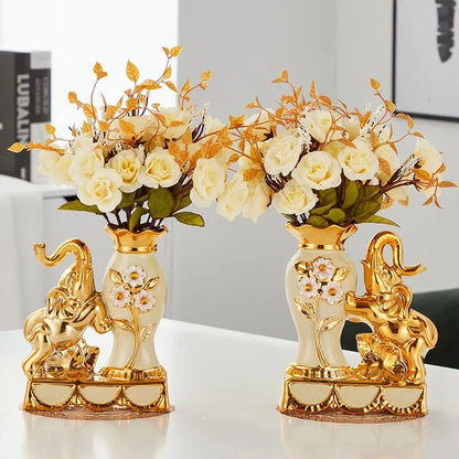 Golden Elephant Prosperity Vase