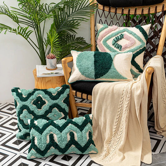 Luxuriant Forest Crocheted Embroidery Cushion Case with Tassels