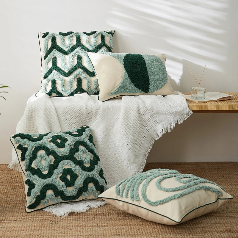 Luxuriant Forest Crocheted Embroidery Cushion Case with Tassels