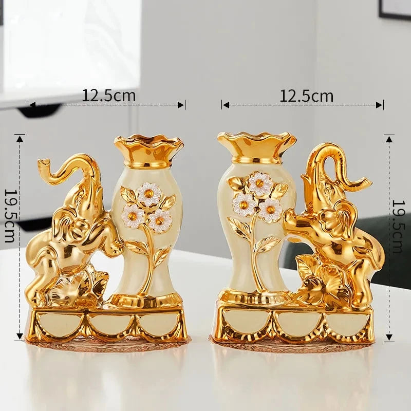 Golden Elephant Prosperity Vase