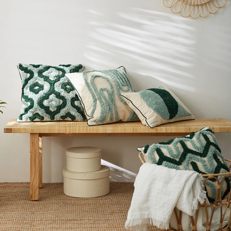 Luxuriant Forest Crocheted Embroidery Cushion Case with Tassels