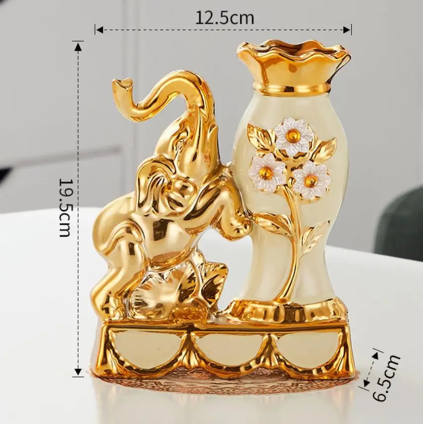 Golden Elephant Prosperity Vase