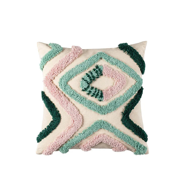 Luxuriant Forest Crocheted Embroidery Cushion Case with Tassels