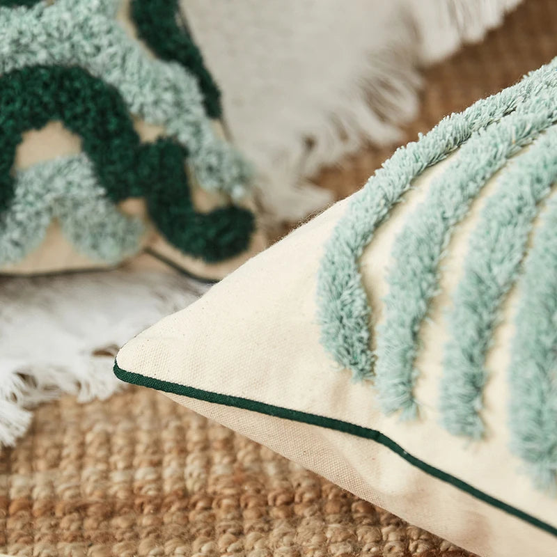 Luxuriant Forest Crocheted Embroidery Cushion Case with Tassels