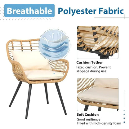 5-Piece Outdoor Handwoven Rattan & Wicker Set