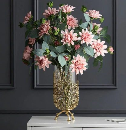 Gold Coral, Leaf, or Branches Glass Vase