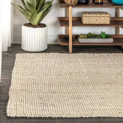 Ivory Pata Jute Hand Woven Area Rug (8' x 10')