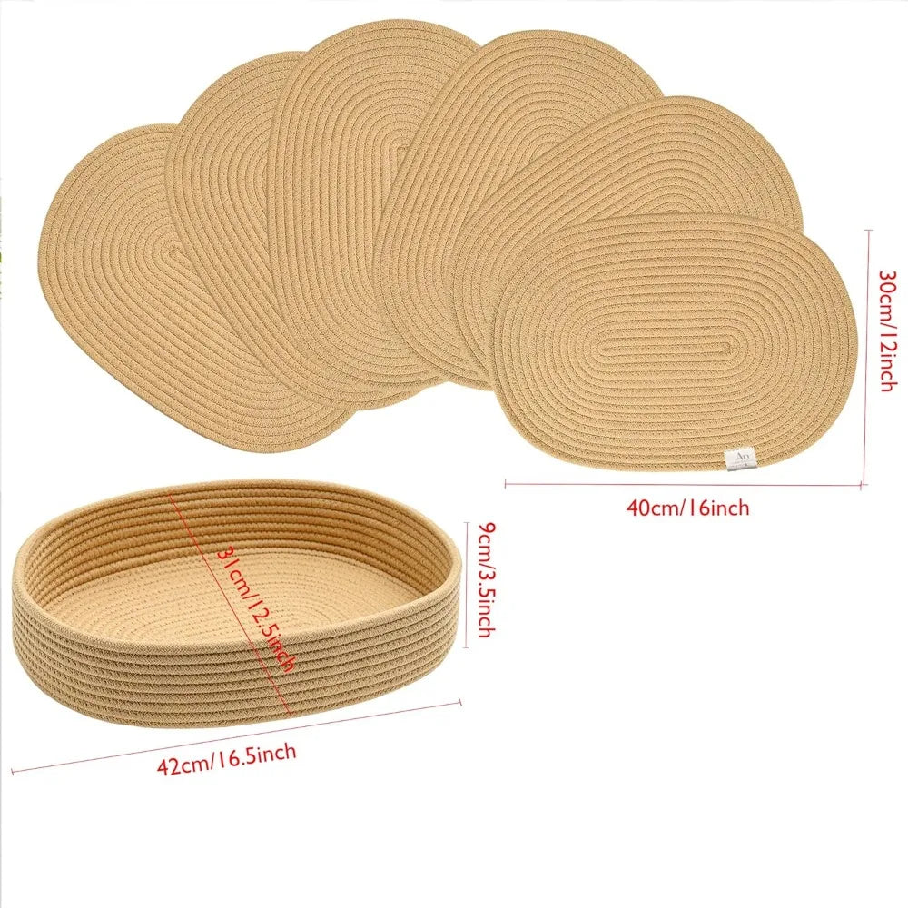 Coastal Reef Cotton Rope Woven Placemats – Set of 6