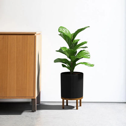 Raised Demi Round Planter with Wooden Stand