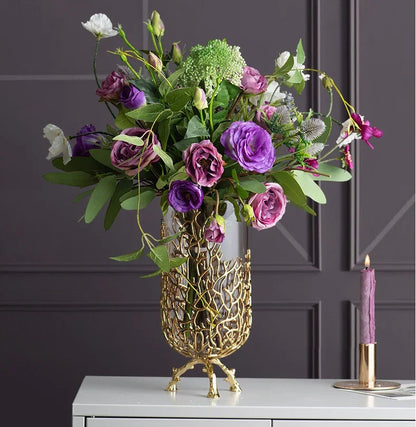 Gold Coral, Leaf, or Branches Glass Vase