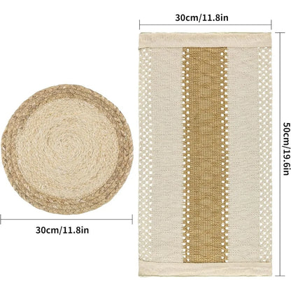 Palm Haven Handmade Cotton Burlap & Woven Placemats – Set of 6 squares and 6 rounds