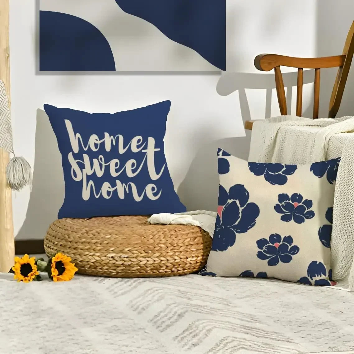 Blue Decorative Pillowcase