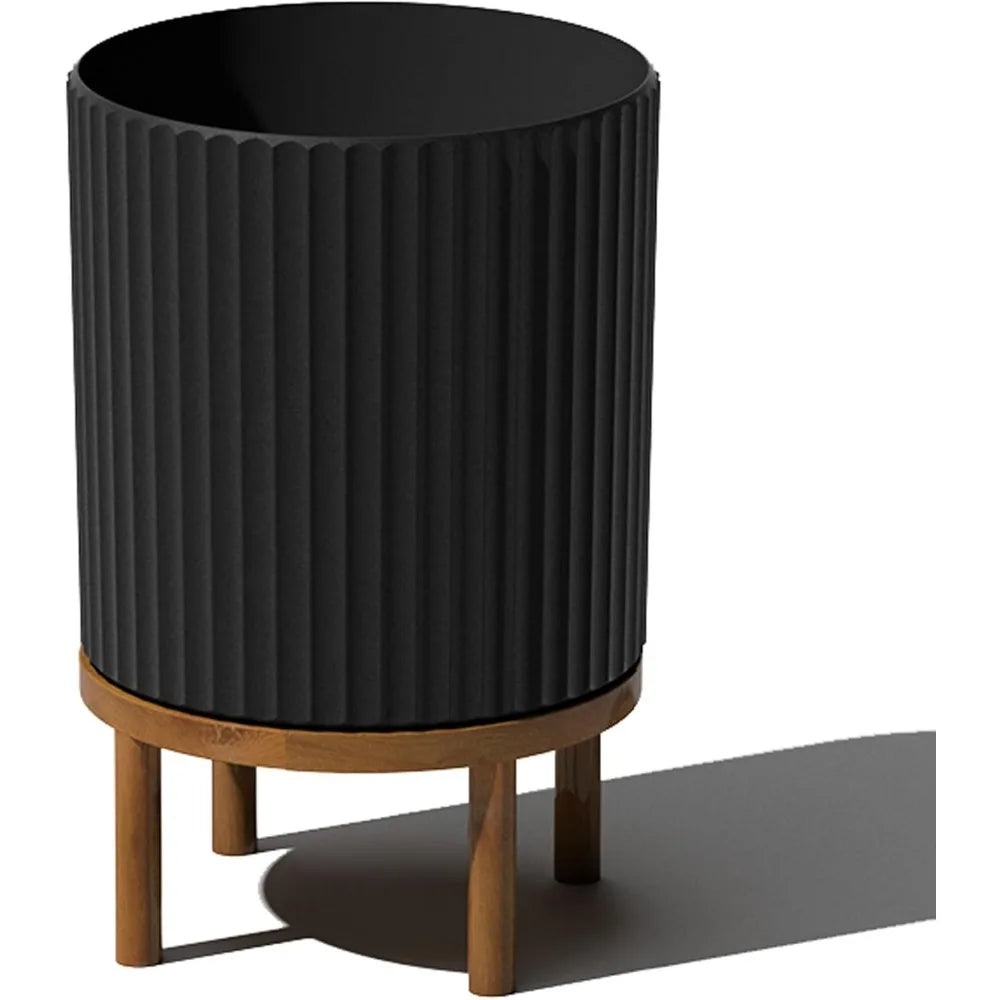 Raised Demi Round Planter with Wooden Stand