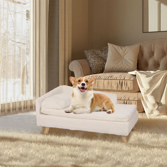 Cozy Pet Sofa Bed with Sturdy Wood Legs