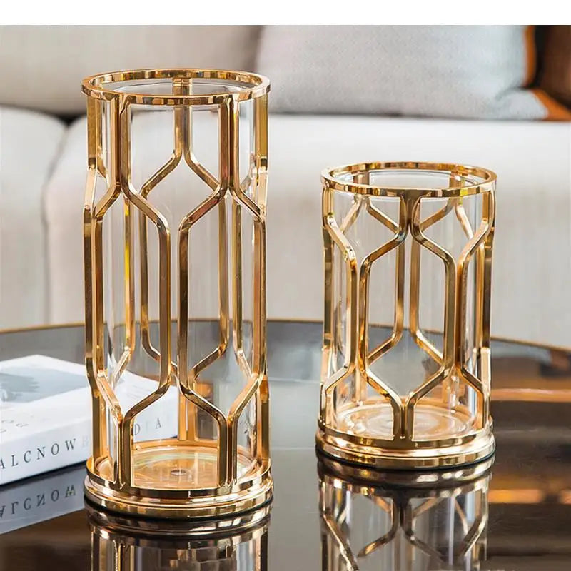 Golden Matrix Glass Vase