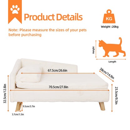 Cozy Pet Sofa Bed with Sturdy Wood Legs