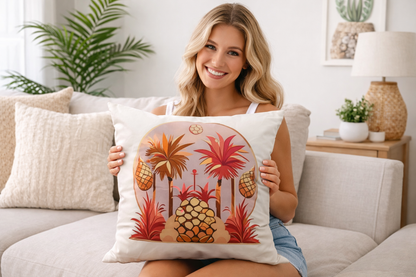 Tropical Pineapple Rod Pocket Curtains & Pillow Set – Tropical Window Statement Bundle