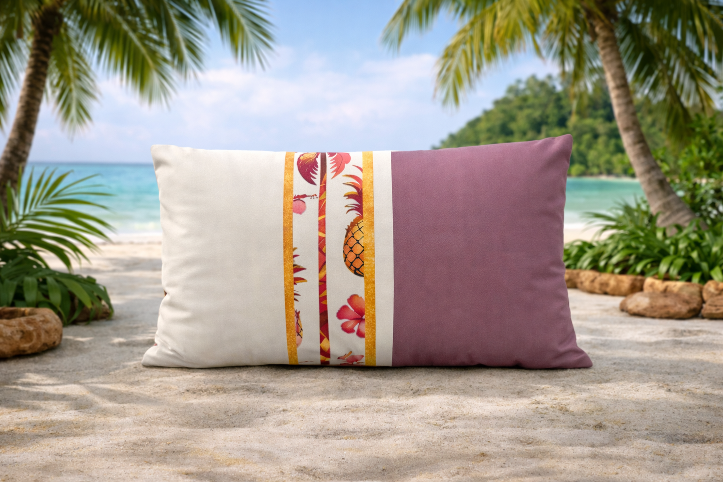 Caribbean luxe lumbar pillow pineapple accent design