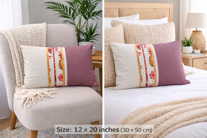 Tropical lumbar pillow blush and ivory coastal decor
