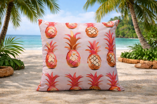 Tropical pineapple pillow blush coastal home decor