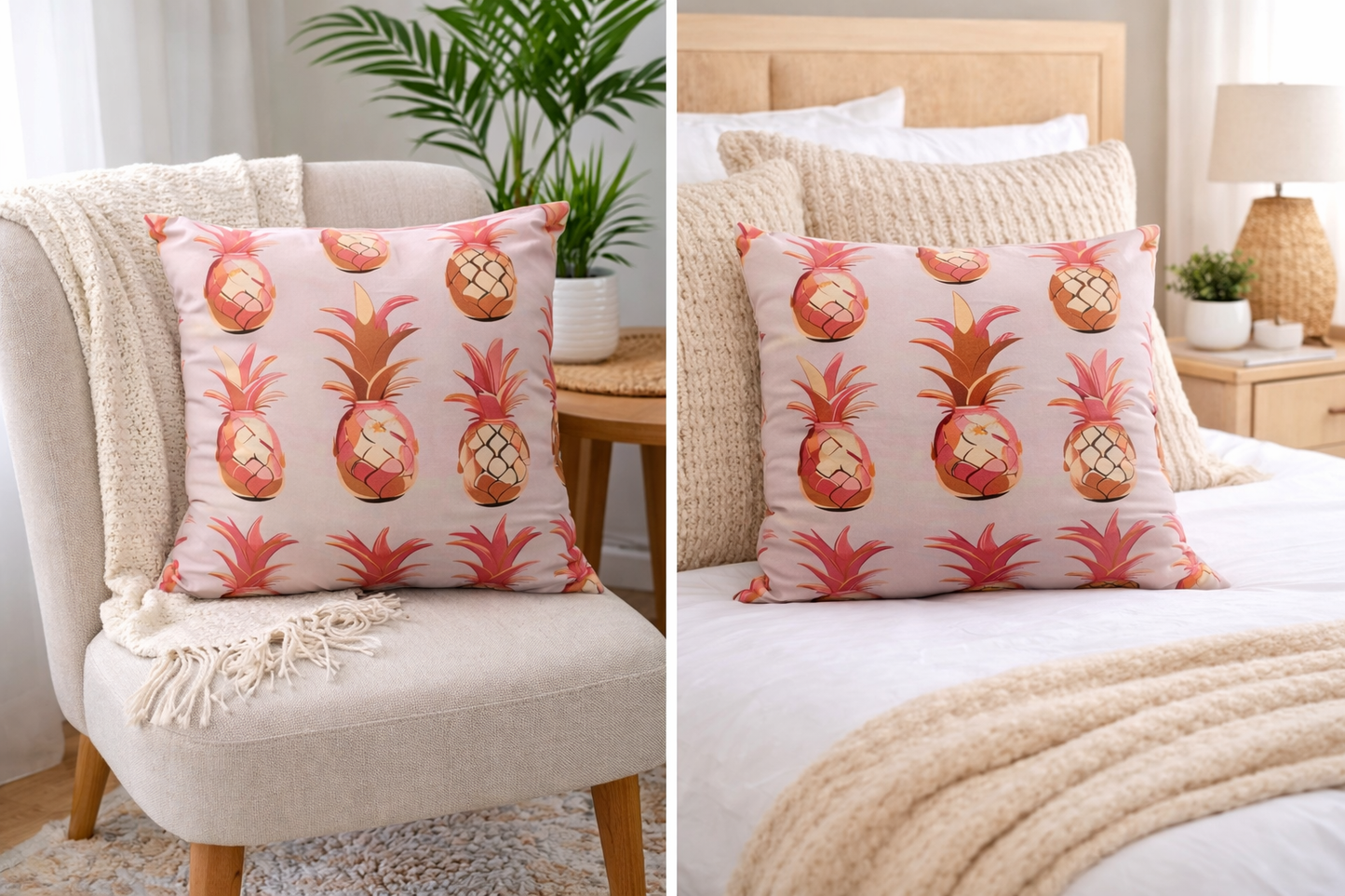 Caribbean pineapple throw pillow modern boho style