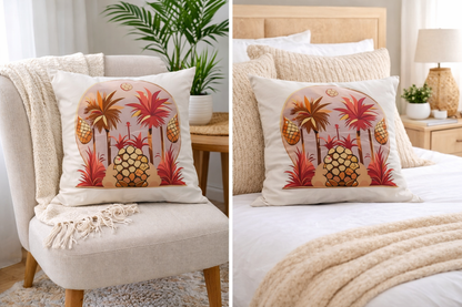 🍍Golden Pineapple Grove Square Throw Pillow | Island-Inspired Coastal Accent Cushion🌴