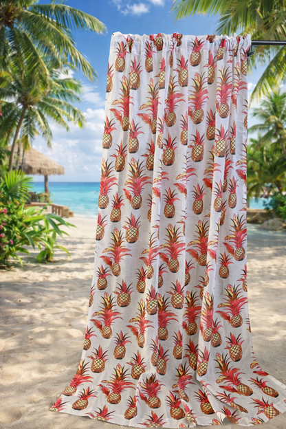 pineapple curtain panels tropical beach house decor